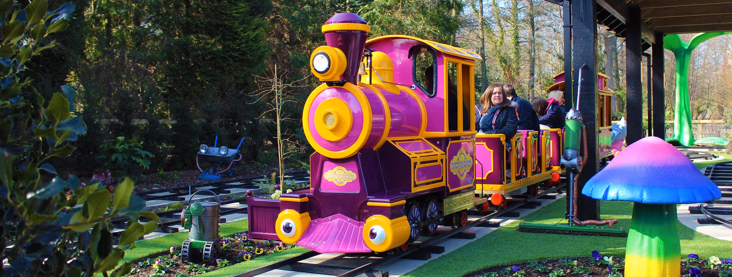 Colourful train ride at Paultons Park
