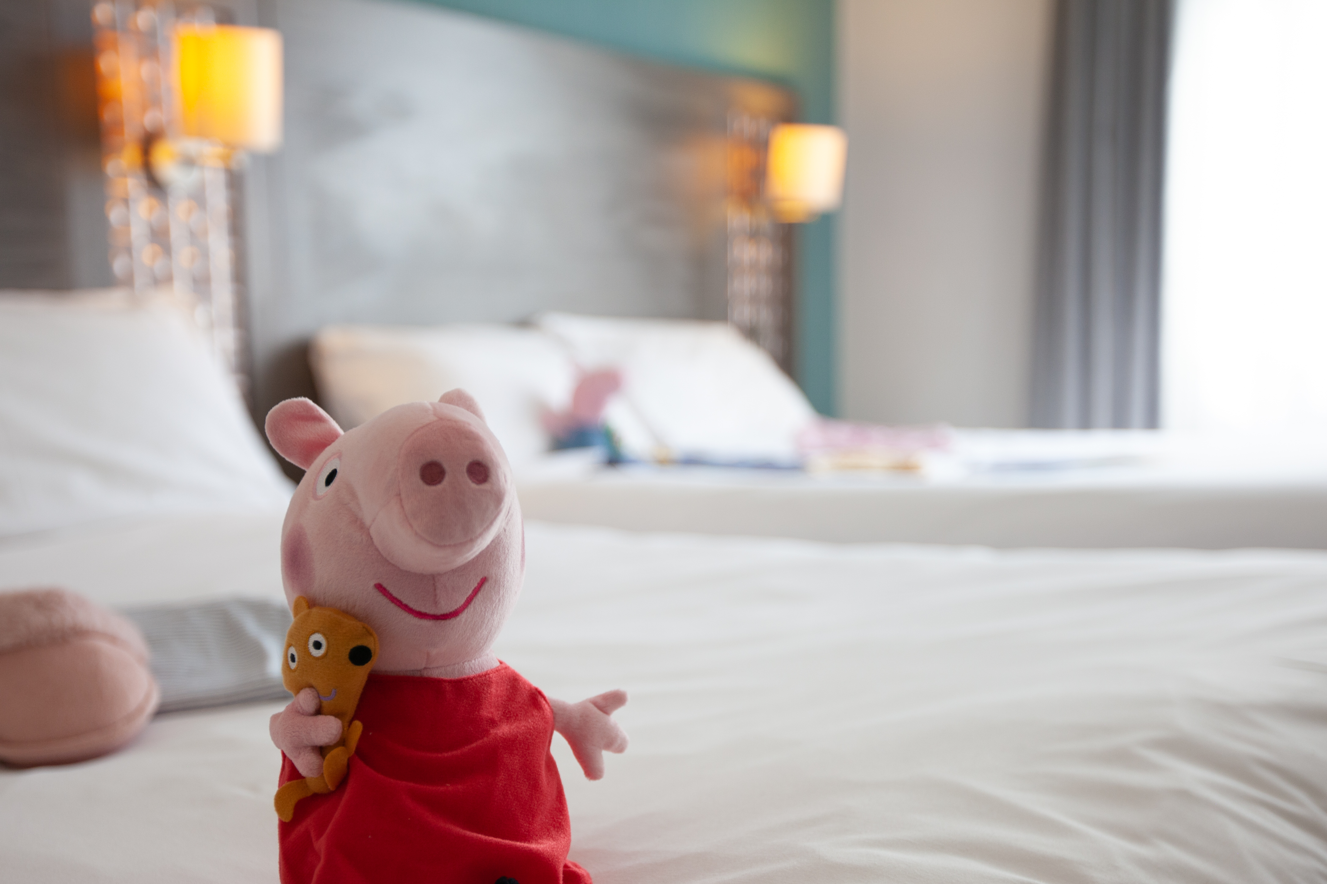Child's toy waiting in a family-friendly hotel bedroom