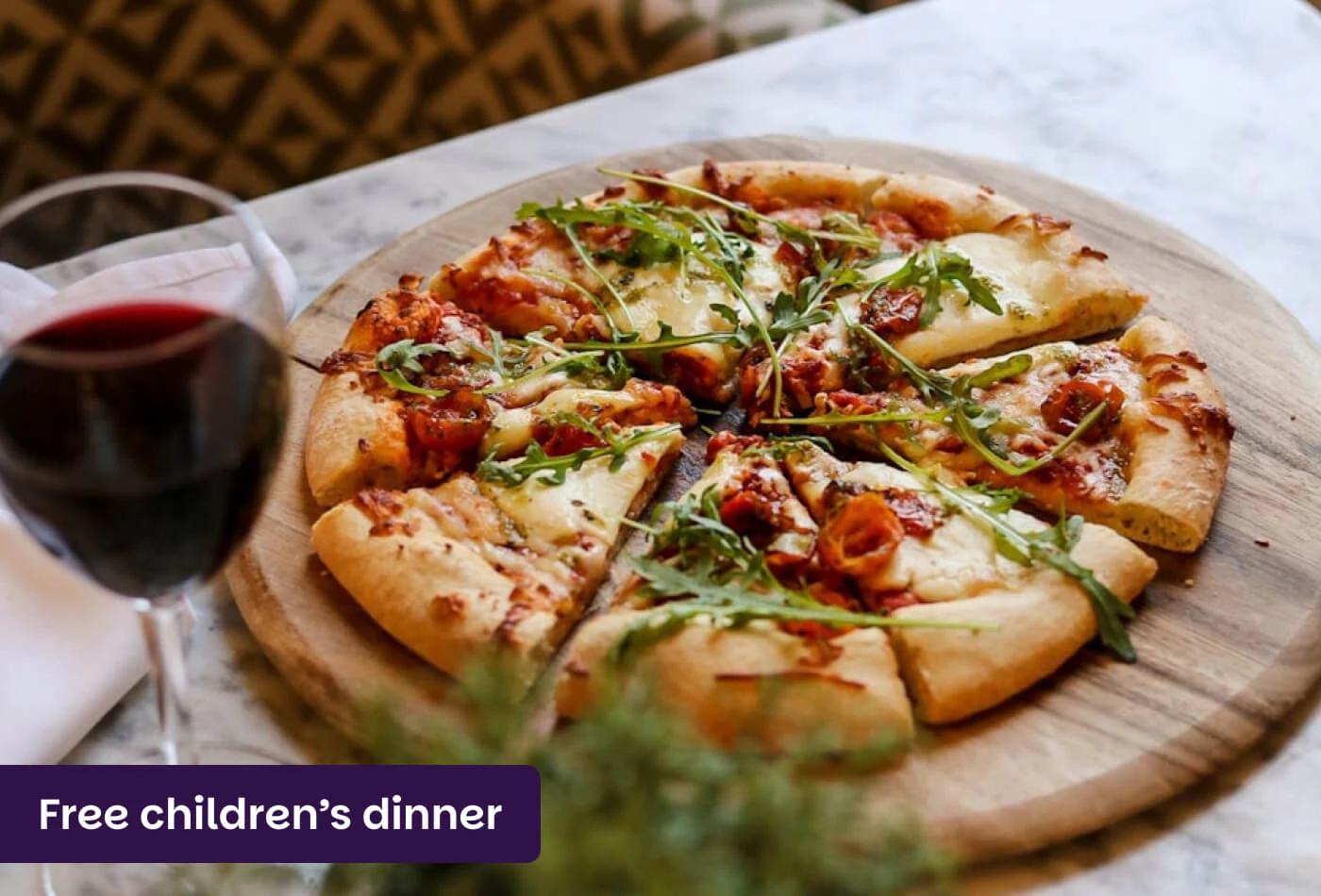Pizza and wine lounge dining at Forest Lodge Hotel