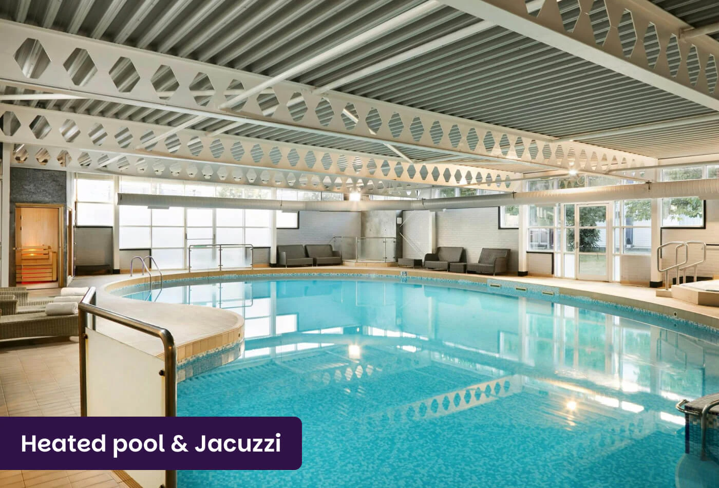 Heated pool and jacuzzi at Langstone Quays Resort